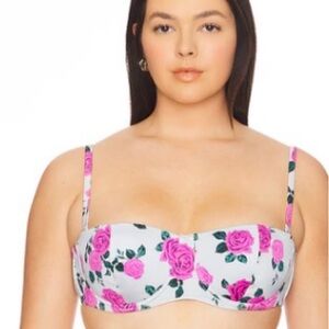 Good AmericanFloral Satin Underwire Bikini Top  Plus Size 5X